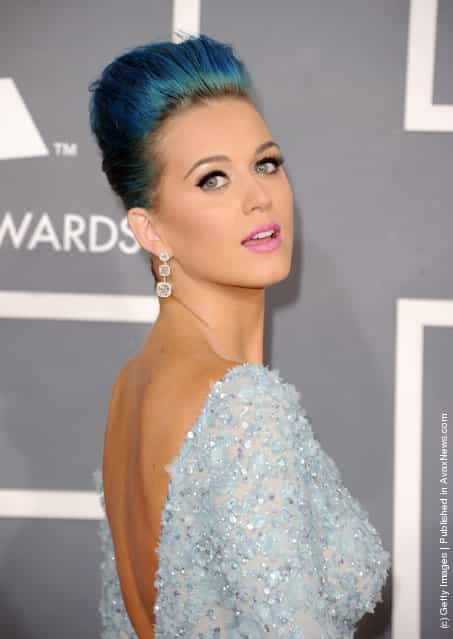 Singer Katy Perry arrives at the 54th Annual GRAMMY Awards held at Staples Center