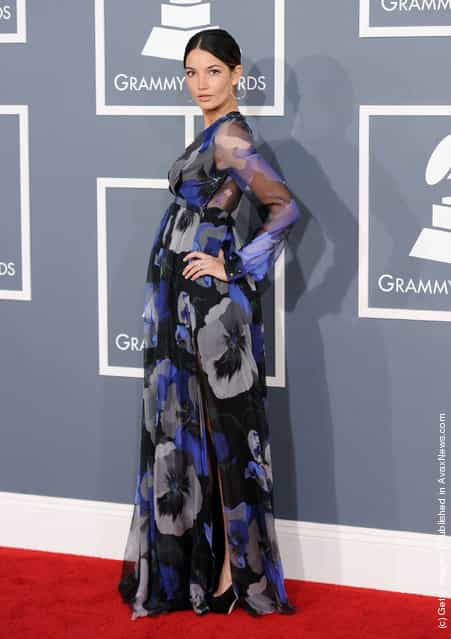 Model Lily Aldridge arrives at the 54th Annual GRAMMY Awards held at Staples Center