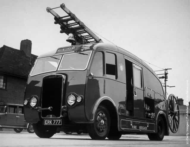 1940: The latest streamlined fire engine, supplied to Croydon Fire Brigade
