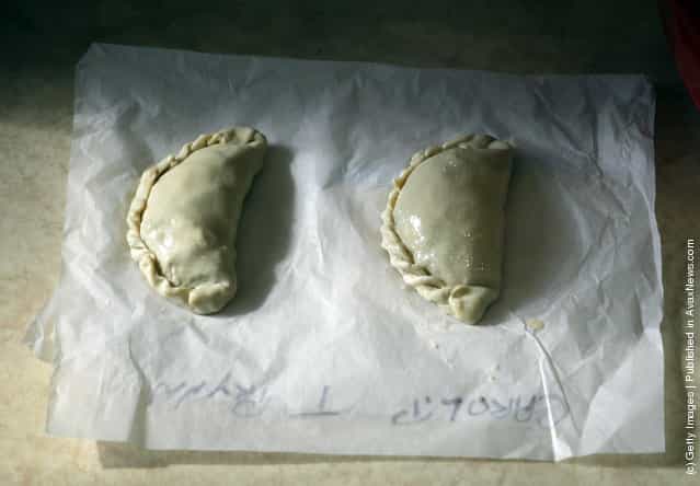 A Cornish pasty in made in a pasty making workshop as part of the World Cornish Pasty Championships at The Eden Project