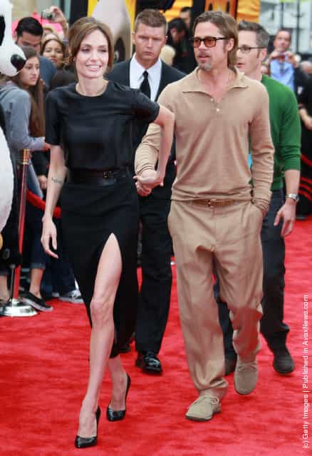 Actors Angelina Jolie and Brad Pitt attend the premiere of DreamWorks Animations Kung Fu Panda 2 at Manns Chinese Theatre