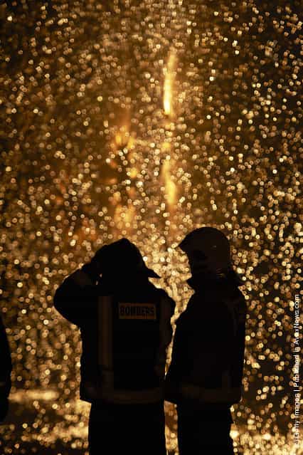 Combustible Ninot caricatures burn during the last day of the Fallas festival on March 19, 2012 in Valencia, Spain