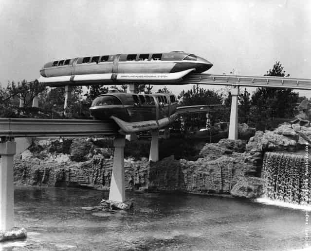 1960: Monorail rides at Disneyland, California