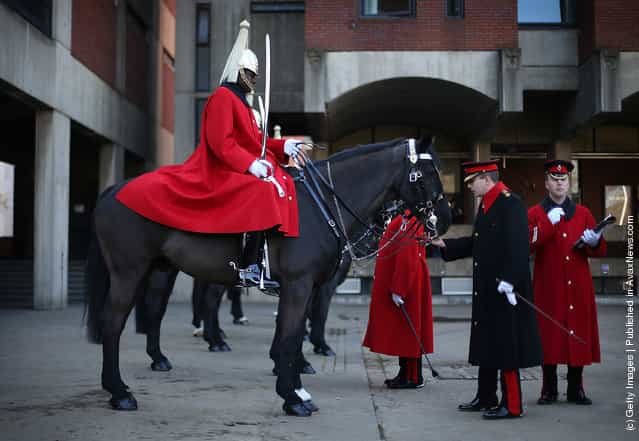 Parade inspection of The Household Cavalry Mounted Regiment (HCMR) takes place at Hyde Park Barracks