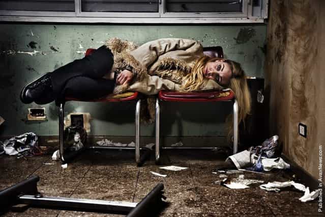 Actress Martina Gusmán on the set of the film Leonera. Gusmán is also a prominent Argentine film producer