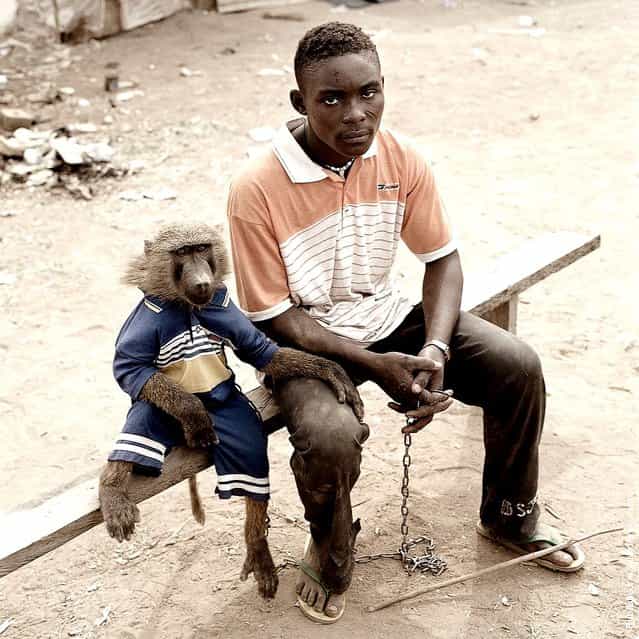 Dayaba Usman with the monkey Clear, Nigeria 2005