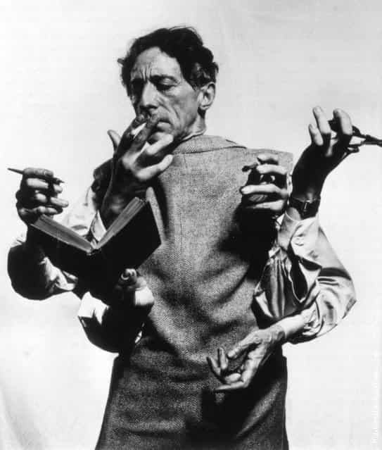 French poet, artist and filmmaker Jean Cocteau. USA, New York City, 1949. (Photo by Philippe Halsman)
