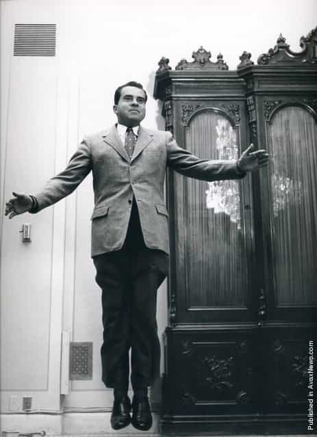 The American Vice President Richard M. Nixon. USA. 1959. Jumpology. (Photo by Philippe Halsman)