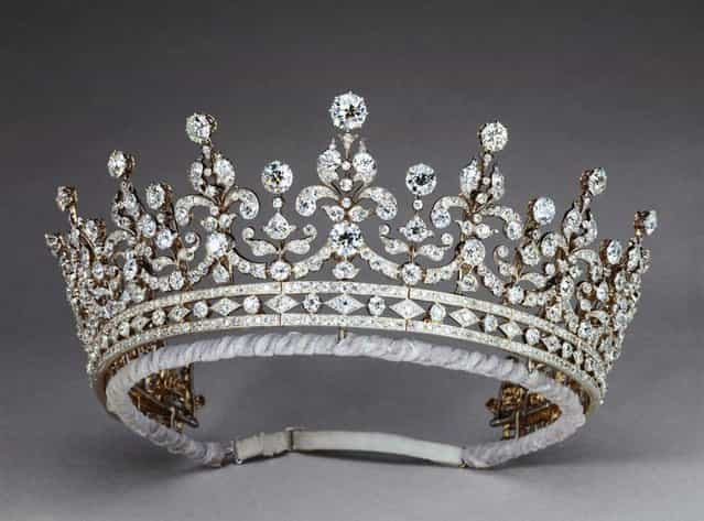 The Girls of Great Britain Tiara part of a exhibition of royal gems being staged to mark the Queens 60-year reign at the Queens gallery, Buckingham, Palace, London