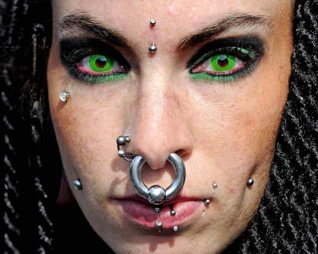 A participant attends the Wave-Gotik-Treffen (Photo by Wave Gothic Festival) in Leipzig on May 26, 2012
