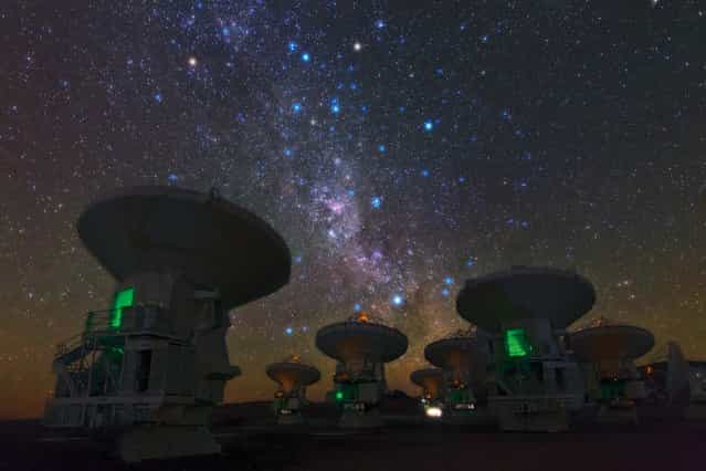 The antennas of the European Southern Observatorys Atacama Large Millimeter/Submillimeter Array, also known as ALMA, are set against the splendor of the Milky Way in this picture by Babak Tafreshi