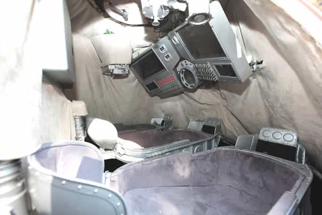 An interior view of a space craft owned by Excalibur Almaz outside the Queen Elizabeth II Centre on June 19, 2012 in London