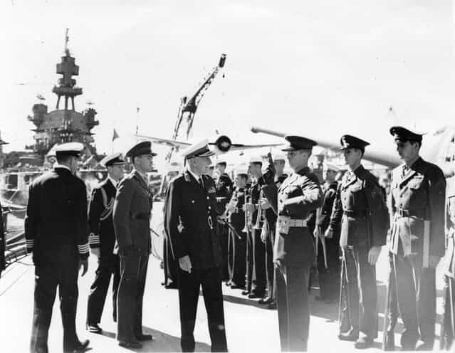At Sidney, Lord Gowrie, Governor General of Australia, makes inspection