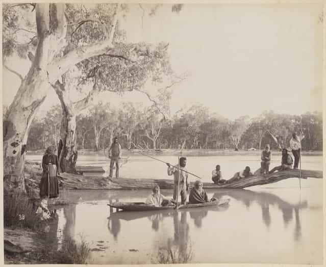 Group of Aboriginals at Chowilla Station on the lower Murray River, South Australia, 1886