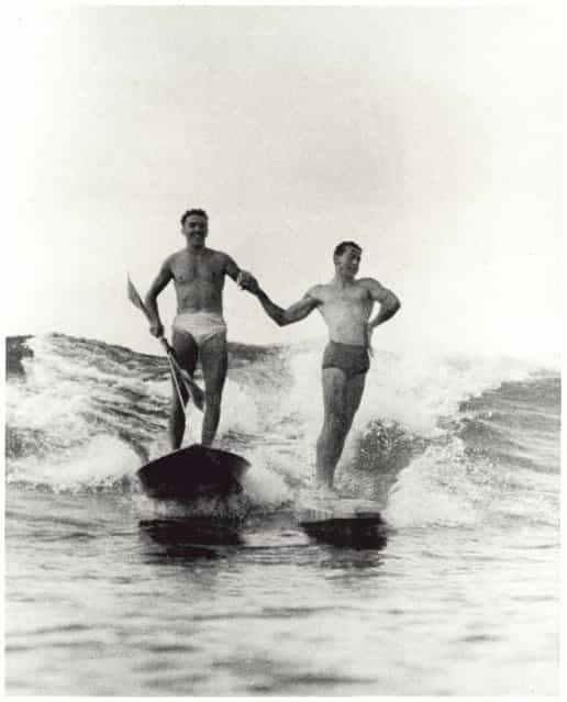 Synchronised surfing,Manly beach, New South Wales, 1938-46