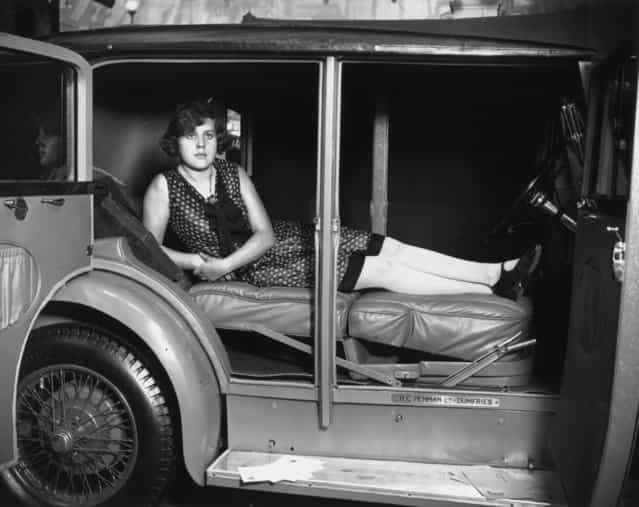 A camping car at the Motor Show, Olympia, showing how the inside can be adjusted to make a bed. Built by A. C. Penman Ltd of Dumfries. 17th October 1929. (Photo by Edward G. Malindine)