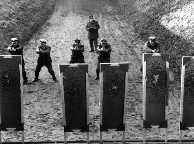 Following the Munich massacre at the Olympic Games, a sharpshooting training scheme has been introduced for special policemen. Officers from the Bonn sharpshooting group practice on the shooting range. 13th December 1972. (Photo by Keystone)
