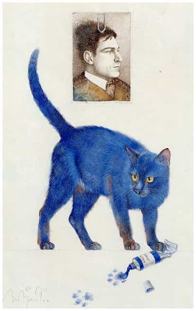 Die Katze Ultramarin (The cat ultramarine). Artwork by Michael Mathias Prechtl