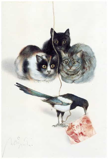 Drei Katzen (Three cats). Artwork by Michael Mathias Prechtl