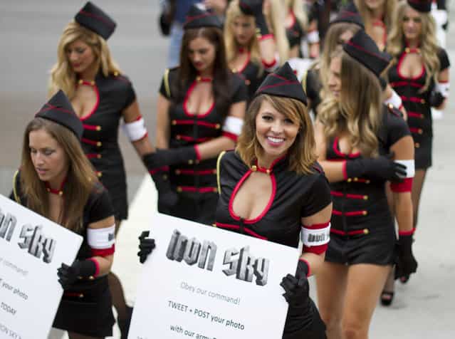 Iron Sky promo girl – these models were promoting a movie called Iron Sky