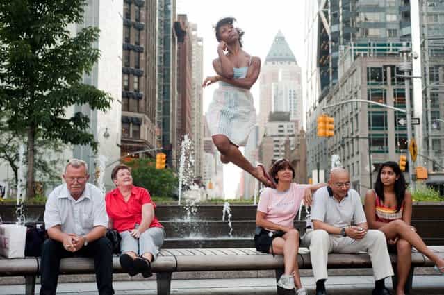 [Dancers Among Us]: Columbus Circle, NYC – Michelle Fleet. (Photo by Jordan Matter)