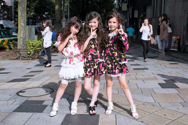 Harajuku Girls, Next Generation. Young girls dressed up in Banana Chips fashion on the street in Harajuku. (Tokyo Fashion)