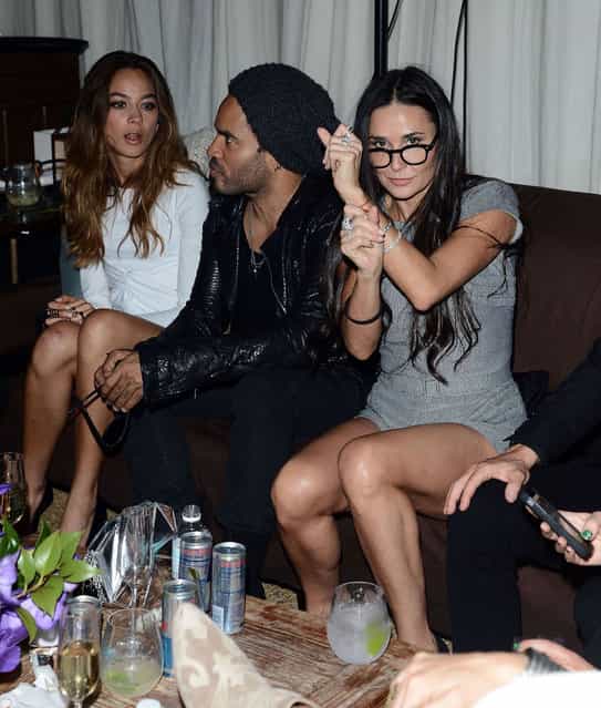 Musician Lenny Kravitz and actress Demi Moore attend Chanel beachside BBQ celebrating Art.sy at Soho Beach House on December 5, 2012 in Miami Beach, Florida. (Photo by Venturelli/WireImage)