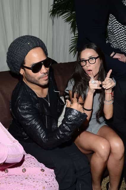 Musician Lenny Kravitz and actress Demi Moore attend Chanel beachside BBQ celebrating Art.sy at Soho Beach House on December 5, 2012 in Miami Beach, Florida. (Photo by Venturelli/WireImage)