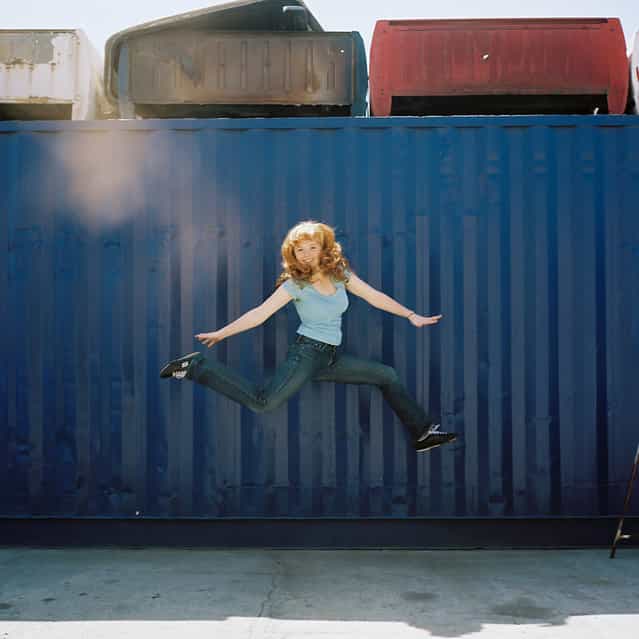 [Jumpology]. [JUMP caitlin sold her car. It was totaled, so she sold it for $500 to a junk yard...then jumped]. LA, CA, USA. (Photo by Lauren Randolph)