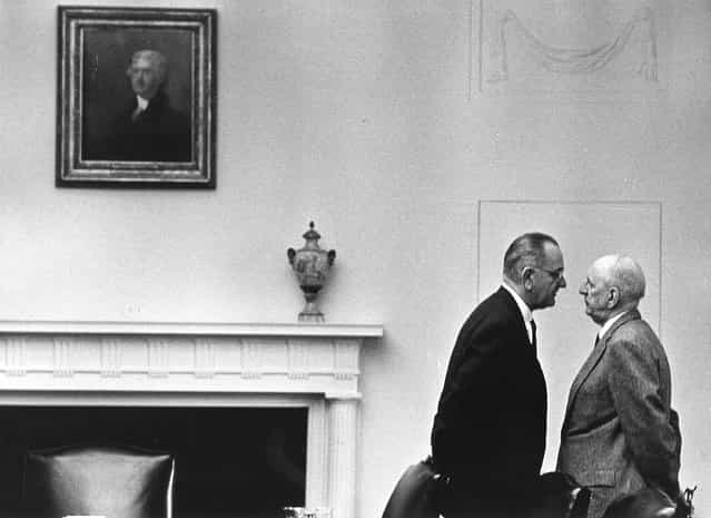 [President Lyndon Johnson with Senator Richard Russell at the White House, December 7, 1963, Washington, DC.]. (Photo by Yoichi Okamoto)