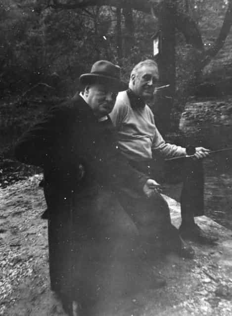 [Franklin D. Roosevelt and Winston Churchill at the presidential retreat Shangri, La]. May 14, 1943. (Photo by an unknown photographer)