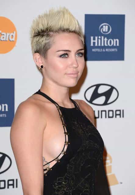 Singer/actress Miley Cyrus arrives at the The 55th Annual GRAMMY Awards – Pre-GRAMMY Gala And Salute To Industry Icons Honoring L.A. Reid at the Beverly Hilton Hotel on February 9, 2013 in Los Angeles, California. (Photo by Jeffrey Mayer/WireImage)