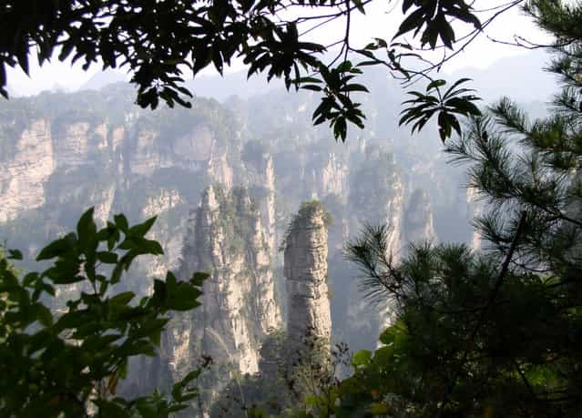 Rock formations of Wulingyuan National Park in northern Hunan. (Photo by Tom Carter/The Atlantic)
