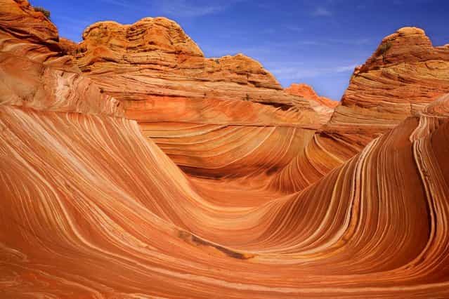The Wave in Utah – Carved rock eroded into a wave-like formation made of jurrasic-age Navajo sandstone that is approximately 190 million years old. (Photo by Steffen and Alexandra Sailer/Ardea/Caters News)