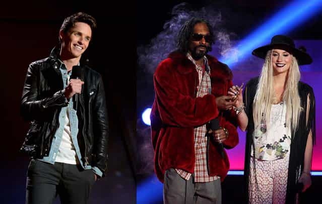 Eddie Redmayne, and Snoop Dogg and Ke$ha appear at the MTV Movie Awards. (Photo by Invision)