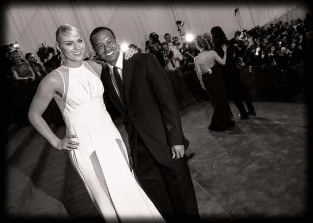 Lindsey Vonn and Tiger Woods attend the Costume Institute Gala for the [Punk: Chaos to Couture] exhibition at the Metropolitan Museum of Art. (Photo by Andrew H. Walker)