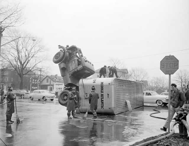 Accidents – car and truck, 1950-1955. (Photo by Leslie Jones)