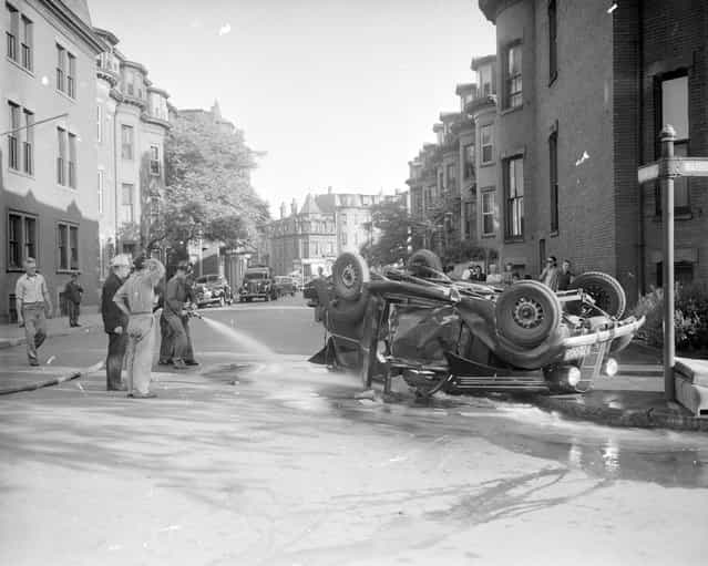 Auto accident, 1940s. (Photo by Leslie Jones)