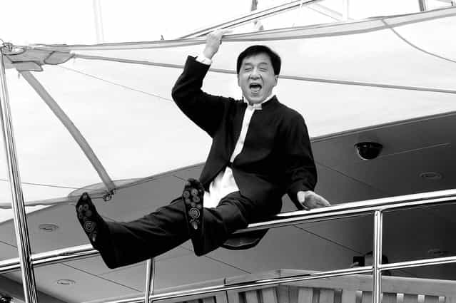 Jackie Chan attends the [Skiptrace] photocall at the Palais des Festivals. (Photo by Stuart C. Wilson/Getty Images)