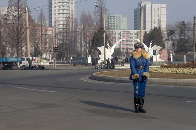 One of the famous traffic cops in Pyongyang, Feburary 2012. (Eric Testroete)