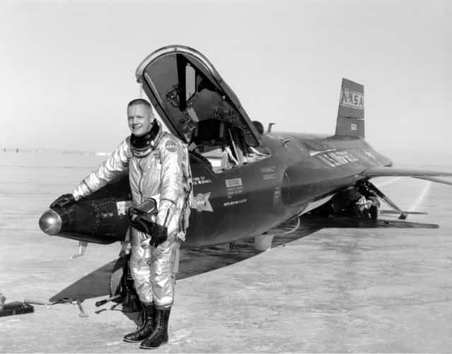 Test Pilot Neil Armstrong and the X-15 #1, on January 1st, 1960. (Photo by NASA)