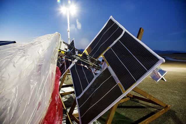 Solar panels and electronics are prepared for launch in Tekapo, New Zealand. (Photo by Andrea Dunlap/Google)