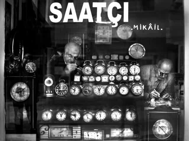 [Watchmaker Mikail]. Mikail the Watchmaker passed his days with them, he fixed the time behind the watches. He was an old man but he liked his job, both his life and time fixing, everybody loved him. Location: Kocaeli/Gölcük. (Photo and caption by Melih Sular/National Geographic Traveler Photo Contest)