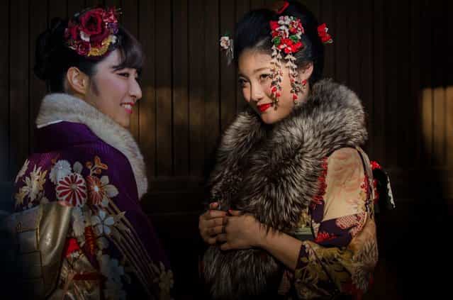 [Coming of Age]. Seijin no Hi or Coming of Age Day is a traditional Japanese holiday which is organized on the second Monday in January. In Japan the age of majority is 20 wearing kimono. Location: Harajuku, Tokyo, Japan. (Photo and caption by Danilo Dungo/National Geographic Traveler Photo Contest)