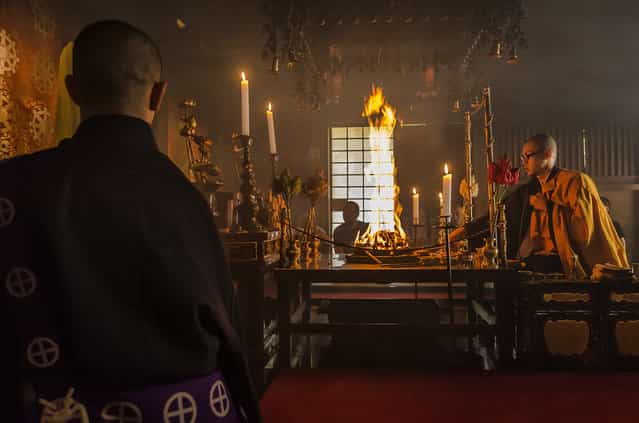 [Fire ceremony]. That night we slept in a Buddhist temple. In the early morning, the mesmerizing sutras and sandalwood smoke of the spiritual cleansing fire ceremony made that moment a mystical experience! Location: Koyasa, Mount koya, Japan. (Photo and caption by Laurentzi Martinez Morilla/National Geographic Traveler Photo Contest)