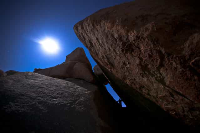 [Under The Moon]. A picture i took of my self at Joshua Tree. The full moon was so bright that night that we didnt even need flash lights. (Photo and caption by Lucas Halopoff/National Geographic Traveler Photo Contest)