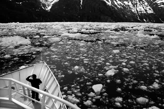 [Glacier Bay View]. Boating through an ice-filled bay along the Inside Passage of Alaska, one is filled with wonder at the raw beauty surrounding the Baird Glacier. (Photo and caption by Maureen Ruddy Burkhart/National Geographic Traveler Photo Contest)
