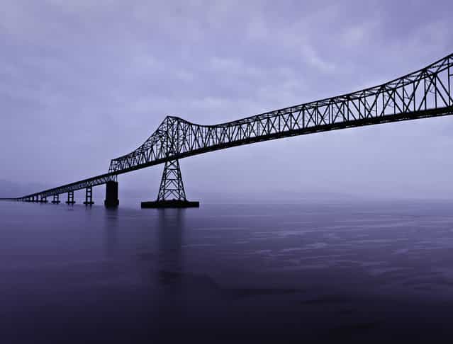 [Astoria-Megler-Bridge]. The Astoria-Megler Bridge spans the mouth of the Columbia River between Astoria, Oregon and Megler, Washington. Is the longest continuous truss bridge in North America. (Photo and caption by Kay Gaensler/National Geographic Traveler Photo Contest)