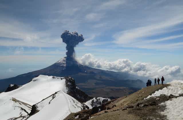 [Popocatepetl Volcano Explosion]. Last year I was climbing for the 18th time the Iztaccíhuatl volcano (5287 masl), it was Sunday 20th November 2011 and it was my last weekend living in Mexico before I left my country because of a new job. I was climbing with some of my best friends and it was a kind of farewell. We were at the south summit when suddenly the terrain vibrated and we heard a roar. The result was this image and one of the most amazing memories I'll have for the rest of my life. Location: Parque Nacional Izta-Popo, Mexico. (Photo and caption by Miguel Valencia Villaseñor/National Geographic Traveler Photo Contest)