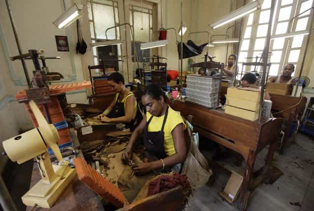 Workers roll cigars at the Cohiba cigar factory [El Laguito] in Havana September 10, 2012. (Photo by Desmond Boylan/Reuters)